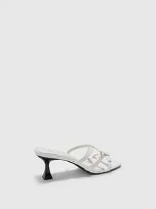 CUCCOO BIZCHIC Sandalias de tacón alto de primavera y verano con palabra elegante y de temperamento para mujer, nuevas, de moda simple y versátiles con punta abierta - Blanco roto - Ver 9