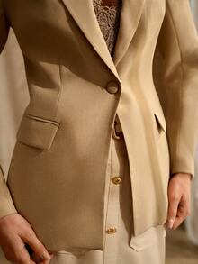 MOTF PREMIUM STRUCTURED LAPEL COLLAR BLAZER - Khaki - View 2