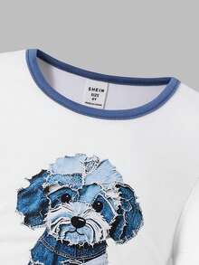 SHEIN 2pcs/Set Young Girls Round Neck Short Sleeve T-Shirt And Flared Pants,Back-To-School Summer Outfits For School Campus Sports & Street Style Wear - Blue - View 8