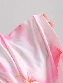 Sweetra Women's Pink Floral Print High Elasticity Deep V-Neck Camisole Tie-Up Fitted Low Waist Sexy Sweet Romantic Beach Vacation 2-Piece Set - Pink - View 8