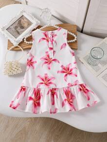 SHEIN 女婴无袖荷叶边纯色连衣裙，休闲舒适公主裙，适合外出或叠穿，面料柔软舒适，2026春夏新款 - 彩色 - 查看 2