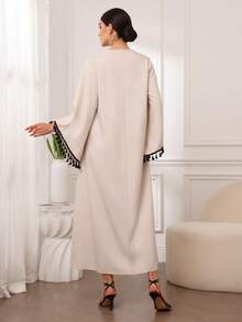 Al Najma Women's Retro Sequin Embroidery Tassel Sleeve V-Neck Maxi Arabic Robe - Multicolor - View 2