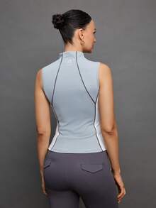 Activina Women's Casual Sports Half-Zip Sleeveless Equestrian Jacket - Grey - View 2