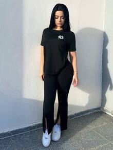 Vassilux Slim Fit Women's Casual Short Sleeve T-Shirt, Women's Clothing Graphic Tees Women Tops - Black - View 6