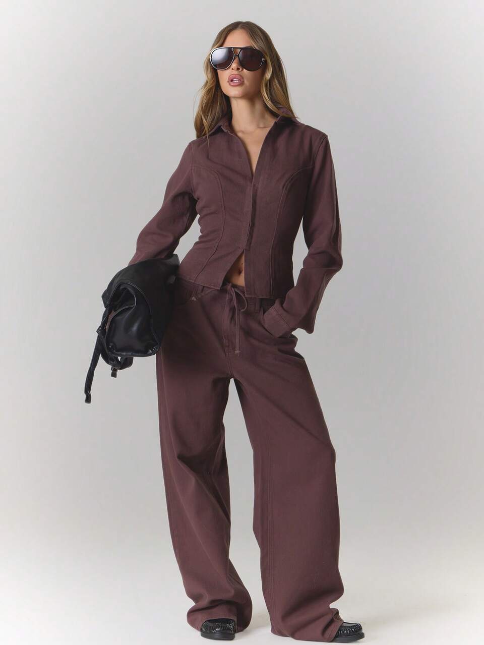 Jaqueta Denim de Manga Longa com Detalhe de Gancho e Olho, Costuras Cinturadas, Streetwear Fofo, Elegante, Casual, Sexy, Para Sair, Outono, Estilo Toffee
