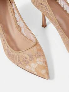 CUCCOO HITCHD Giày cao gót mũi nhọn ren thêu hoa dành cho nữ, kiểu dáng thanh lịch, ngọt ngào, lãng mạn, gợi cảm, màu trắng lưới, thích hợp cho tiệc cưới, Giáng sinh, Lễ Tạ ơn, Halloween, Sinh nhật, Ngày Valentine. Giày thanh lịch, giày cưới, giày mùa xuân, giày cô dâu. - Rỉ Nâu - Xem 11