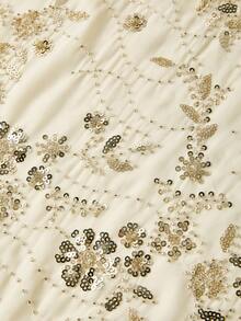 Ellevyn 女士露肩系领亮片宽松优雅休闲衬衫，适合春夏外出和海岛度假 - 杏色 - 查看 12