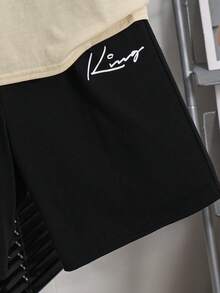 SHEIN 两件套男童休闲撞色圆领短袖T恤短裤套装，适合通勤、上学、日常穿着、运动、春夏穿着。 - 彩色 - 查看 8