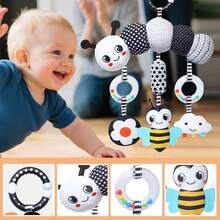 MINKOJA 鳄鱼造型床罩，婴儿床罩，车载挂件，婴儿毛绒玩具，配有三个可拆卸感官玩具，婴儿生日礼物 - 彩色 - 查看 4