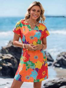 Sylviya 女士休闲度假印花连衣裙，度假 - 彩色 - 查看 7