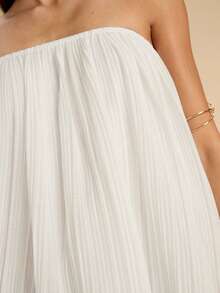 SHEIN BAE Áo camisole nữ xếp ly, nhún bèo, dáng rộng, mỏng nhẹ, thanh lịch, màu trắng, có thể mặc được cả khi mặc riêng, thích hợp cho mùa xuân/hè. - trắng - Xem 7