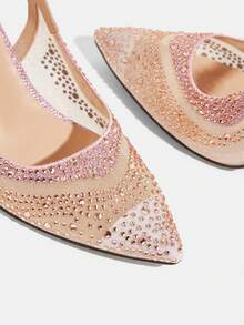 CUCCOO TILAWA 优雅女士尖头搭扣细高跟鞋 - 时尚性感水钻网眼透气别致百搭女士高跟鞋 - 适合婚礼、晚宴、派对和舞会 - 粉色 - 查看 6