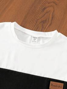 SHEIN Bộ 3 áo thun ngắn tay in chữ cho bé trai tuổi teen, màu trơn và phối sọc, cổ tròn, thích hợp cho các dịp thường nhật, nghỉ lễ, thể thao, mùa hè. - Nhiều màu - Xem 5