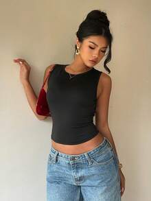 Siren Gaze Womens Black Sleeveless Draped Back Lace Crop Top, Casual Summer Two Piece Outfit, Black To, Black Sexy Tops, See Through Top, Y2k Tops - Black - View 6