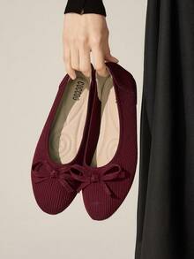 CUCCOO BASICS Sapatos femininos casuais e versáteis, baixos e com detalhe de laço. - Borgonha - Ver 1