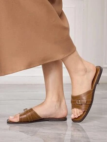 Sleekvia 女士舒适平底防滑多功能金属户外人字拖 - 棕色 - 查看 5