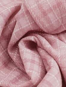 SHEIN Franclia 秋冬新品系列：复古棕色高领亲肤长袖打底衫+英伦格纹常规腰直筒裤两件套，女士时尚通勤装，显瘦又优雅 - 粉色 - 查看 6