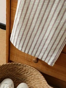 Mirajuku 1pc Boys (Plus Size) Comfortable Casual Striped Loose Straight Leg Pants, Suitable For Spring & Summer - Multicolor - View 4