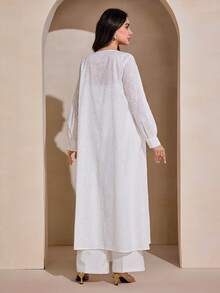 Graceveil Elegant Embroidered Loose Long Sleeve Cardigan Blouse For Women, Sweet And Fashionable - White - View 4