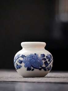 1 ultra-mini blau-weiße Porzellanvase (4,5 * 4 * 2,5 cm, etwa die Länge von zwei Zeigefingern erwachsener Personen; bitte nicht kaufen, wenn dies ein Problem darstellt) - glasierte Keramikvase, Heimdekoration, chinesischer Stil dunkelblau Vase, geeignet als Tischdekoration. - Verschiedenfarbig - Übersicht 23