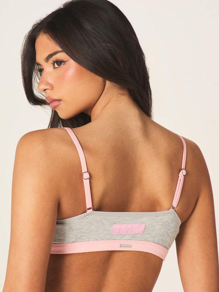 Missguided x Playboy Contrast Trim Triangle Bralette With Bunny Logo Soft Cup Wireless Comfort Lingerie Pullover Style
