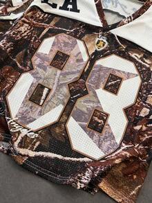 Manfinity Dauomo 休闲时尚男士V领短袖88印花夏季百搭T恤 - 綠色 - 查看 7