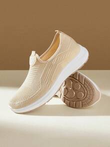 CUCCOO EASI Zapatillas deportivas casuales, transpirables y cómodas con diseño calado para mujeres - Beis - Ver 4