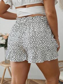 SHEIN VCAY Große Größen Ditsy Blumen Muster Papiertragetasche Taille Skort Frühling Shorts - Weiss - Übersicht 2
