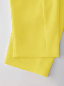 GlowEve CURVE Plus Size Women Patchwork Elegant Blazer + Straight Leg Pants, Commuting Outfit - Yellow - View 3