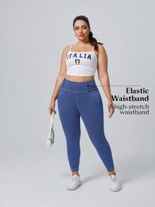 Flexra Plus Size Casual Distressed Relaxed Fit Stretchy Knit Skinny Jeans - Blue - View 6