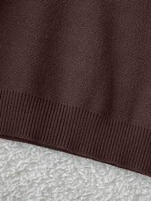 SHEIN Playful Pals Baby Boy Bear Pattern Crew Neck Sweater,All Shades Of Brown Autumn Funny Graphic Matching Family Unisex Knitted Set Neutral Solid Color Clothes Cute - Brown - View 7