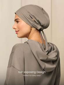 GLOWMODE X Reem Modest Glow Wherever You Go Quick-Dry Ear-Exposed Reflective Logo Adjustable Tie Head Covering Daily Casual Gym Training Wear - Khaki - View 3