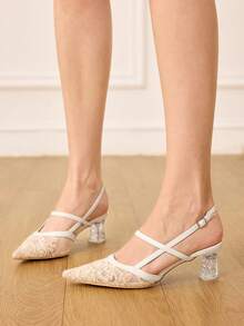 CUCCOO HITCHD Tacones altos de mujer con diseño de hebilla y punta afilada, versátiles para uso diario - Albaricoque - Ver 4