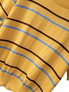 GlowEve CURVE 大码休闲撞色圆领短袖针织上衣 - 黃色 - 查看 6