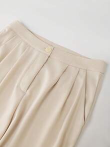 Franclia Women's Casual Fashionable Young Minimalist Versatile Commuting Sleeveless Vest With Drawstring Waist & Bow Tie, Straight Leg Pants 2-Piece Set, Spring/Summer Cream Outfit Women Cream Two Piece Set Elegant Two Piece Set Beige Two Piece Set Sets For Women Elegant - Apricot - View 4