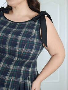 Pretty and Ole Váy dài thắt nơ nâu cổ điển cỡ lớn - Nhiều màu - Xem 3