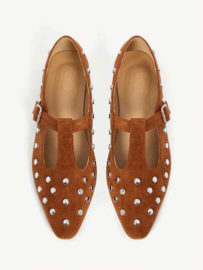 CUCCOO CHICEST Women's Buckle Design Rivet Casual Versatile Loafers