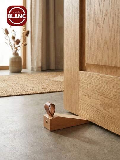 Madebyblanc 1pc Solid Wood Door Stopper, Non-Slip Silent Home Bedroom Door Wedge Anti-Collision Windproof Safety Door Holder For Wood/Tile/Carpet Floors