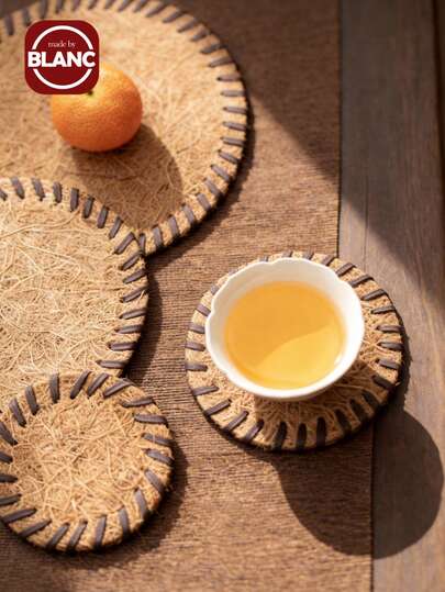 Madebyblanc 1 件装 4 英寸 5 英寸 6 英寸 天然椰纤维鬃毛茶壶垫 棕色 防烫隔热吸水 茶道餐垫 家居餐桌装饰 厨房配件 礼品创意