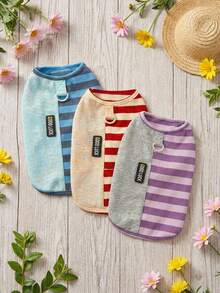 PETSIN 宠物春季新款狗狗服装 动物用品 宠物服装 狗狗背心 猫咪T恤 泰迪熊套装 小型动物服装 休闲酷炫背心 狗狗服装 猫咪服装 春夏两季新款背心 - 彩色 - 查看 16