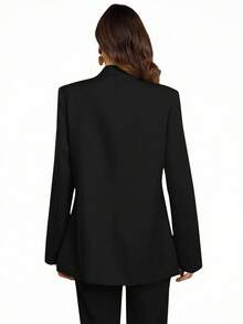 Aveloria Modichic Casual Solid Color Lapel Collar Blazer, Spring/Fall  - Black - View 2