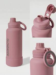 GLOWMODE 34 OZ Botella de agua de acero inoxidable de doble capa con asa de bucle, soporte magnético para teléfono y base antideslizante, para uso diario, oficina y actividades - Rojo - Ver 6