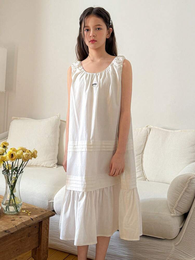 Tween Girls Sleeveless Round Neck Dress Summer