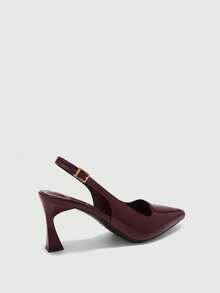 CUCCOO BIZCHIC Women Shoes Pointed Stiletto Burgundy Fashion Simple Basic Daily Versatile Commute To Work Shopping Women's High Heels Shoes Rear Strap Slingback Shoes Women's Shoes - Burgundy - View 9