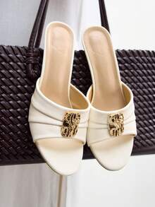 CUCCOO BIZCHIC Simple And Generous, Fashionable And Versatile, Casual Workplace Commuter Women's High-Heeled Sandals Spring Shoes - White - View 5