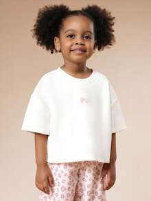 SUMWON Girls Jersey Bow Print T-Shirt And Matching Wide Leg Pants Coordinated Set For Casual Wear - Pink - View 3