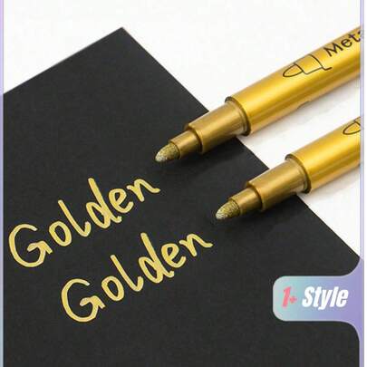 1 支金色金属油漆笔，适用于在黑卡上进行 DIY 绘画/涂鸦/工艺/剪贴簿/标志制作、学校用品、办公用品、文具用品、学校用品、返校用品