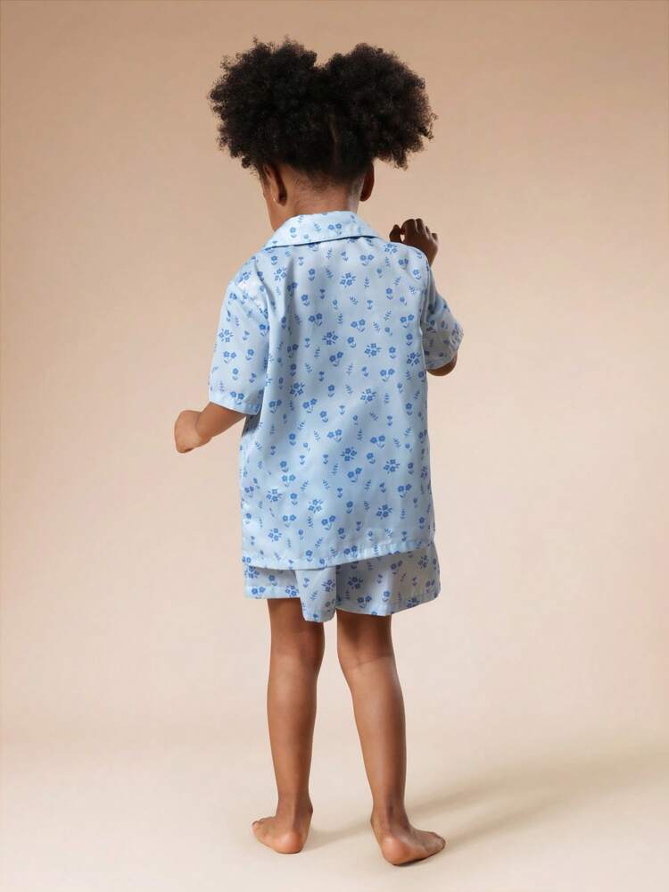 Floral Print Button Front Pajama Set