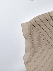 GlowEve Blusa de punto elegante y de moda con cuello redondo y decoración de botones de unicolor - Albaricoque - Ver 3