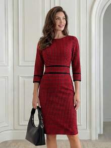 EMERY ROSE 女士优雅拼布中长款派对连衣裙 - 彩色 - 查看 3